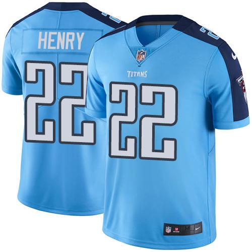 Nike Titans #22 Derrick Henry Light Blue Men's Stitched NFL Limited Rush Jersey - Click Image to Close